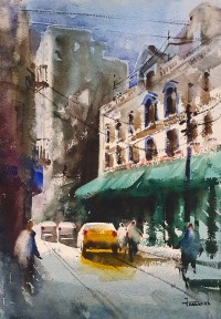 Farrukh Naseem, 15 x 22 Inch, Watercolor On Paper, Cityscape Painting,AC-FN-095